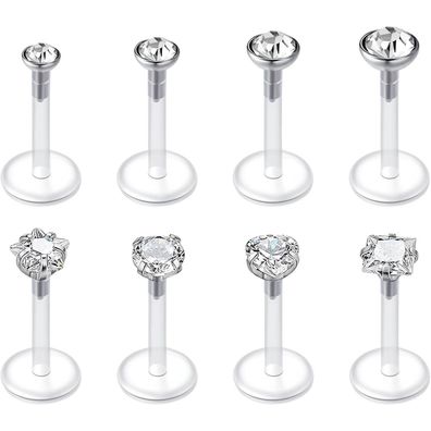16G Klar Acryl Ohrstecker Lippenpiercing Retainer 6mm 8mm 10mm 12mm Flexibel