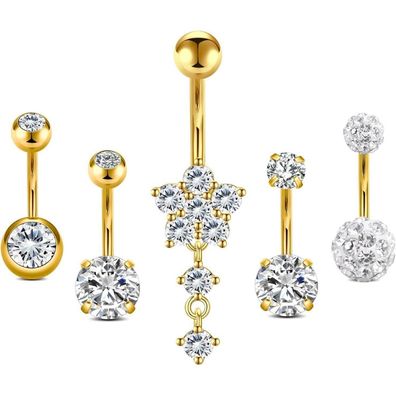 AceFun Bauchnabelpiercing 14G Chirurgenstahl Edelstahl, kurze und lange