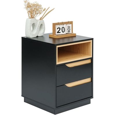 Moderner Nachttisch mit Schublade aus Holz, Schwarz, 40 x 54 x 40 cm