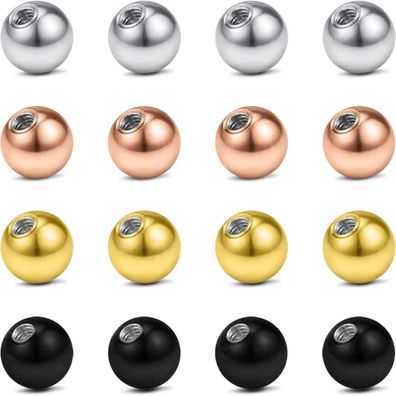 Rajnard Piercing Kugeln 14G 16G 3/5/6/8mm Ersatzkugeln Chirurgenstahl 16 Stück