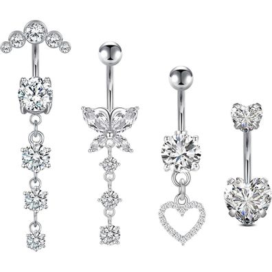 Rajnard Bauchnabelpiercing 14G Banane Barbell 10mm Chirurgenstahl mit Anhänger