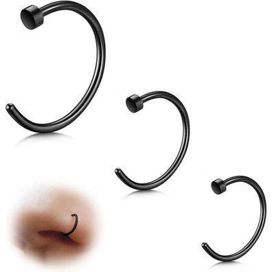Eshioner G23 Titan Fake Nasenring Set 3 Stück, 20G, 6/8/10mm, Hypoallergen