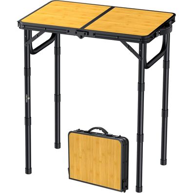 Funykich Campingtisch Klapptisch 58x40cm, faltbar mit 3 Höhen (26/48/70cm)