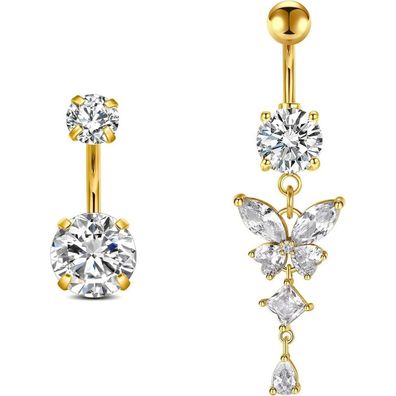 Rajnard Bauchnabelpiercing aus Chirurgenstahl, Gold/Silber, mit