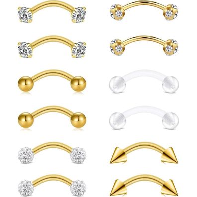 AceFun 12er Set 316L Chirurgenstahl Piercings: Augenbrauen, Helix, Tragus