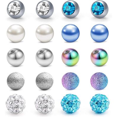 Rajnard 20er Set Ersatzkugeln für Piercingschmuck 14G 5mm Chirurgenstahl