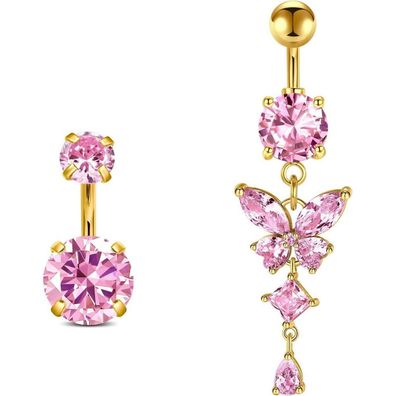 Rajnard Bauchnabelpiercing Gold Silber Chirurgenstahl Schmetterling