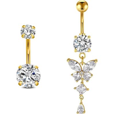 Rajnard Bauchnabelpiercing Chirurgenstahl Schmetterling Bananabells