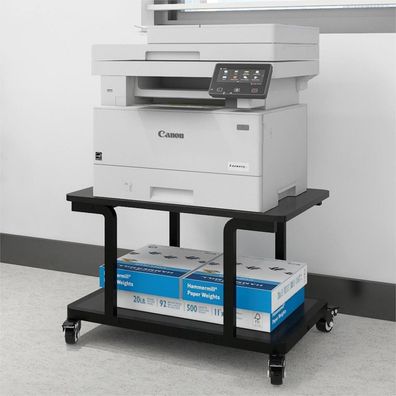 PUNCIA 2-schichtiger Druckertisch mit Rollen 60x50 cm, mobiler Druckerwagen aus