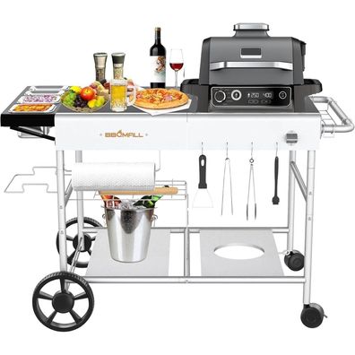 GFTIME Grillwagen Servierwagen für Weber Q Serie, Ninja Woodfire, Pizzaofen