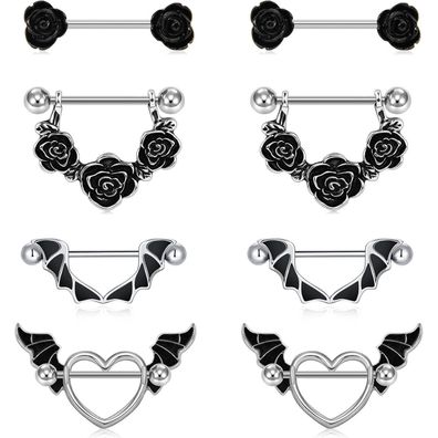 Rajnard Nippelpiercing Chirurgenstahl 14G (1.6mm) Brustwarzenpiercing 16mm