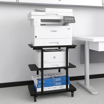 PUNCIA 3-schichtiger Druckertisch mit Rollen (60x50 cm) - Mobiler Druckerwagen