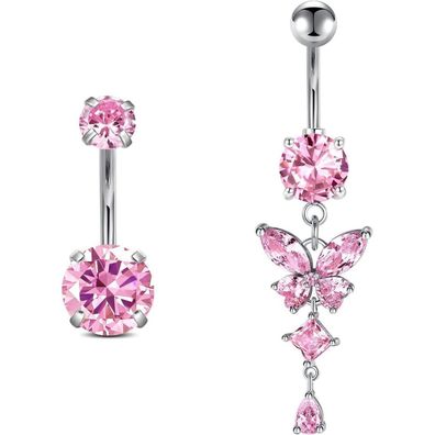 Rajnard Bauchnabelpiercing aus Chirurgenstahl mit Schmetterling, in Silber oder