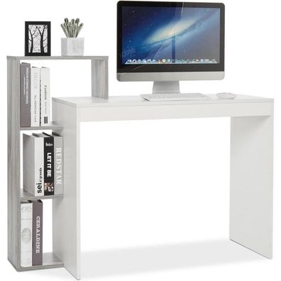 Mondeer Kleiner Schreibtisch mit 3-stöckigem Regal, platzsparend, 110 x 40 x 92