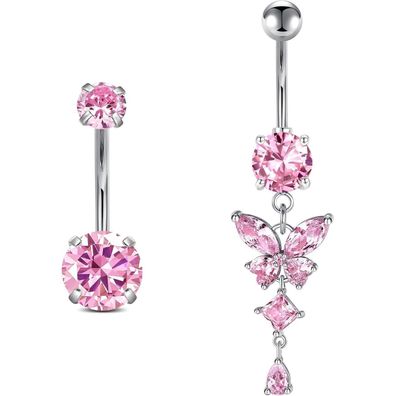 Rajnard Bauchnabelpiercing aus Chirurgenstahl, Schmetterling Design, in Silber