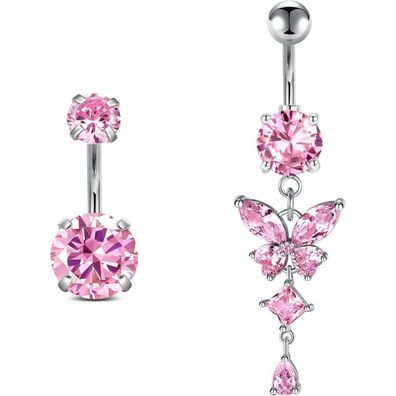 Rajnard Bauchnabelpiercing aus Chirurgenstahl, Schmetterling Design, 6-14mm