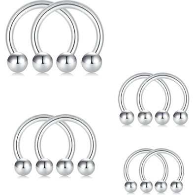 Rajnard Hufeisen Nasenring Piercing Set 8 Stück 16G Chirurgenstahl für Damen