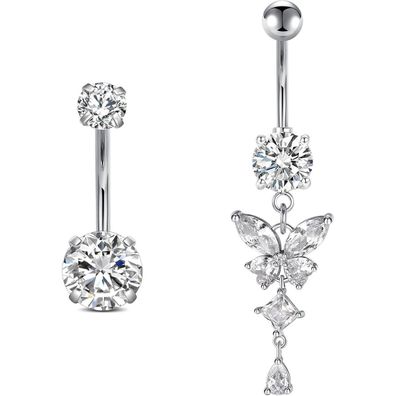 Rajnard Bauchnabelpiercing aus Chirurgenstahl, Schmetterling Design, 6mm-14mm