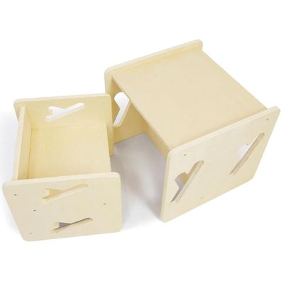 Puecrof Montessori Abstilltisch und Stuhl aus Massivholz - Tisch- und Stuhlset