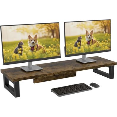 OYRREU Monitorerhöhung für 2 Monitore, 91x26cm, Holz Monitorständer für