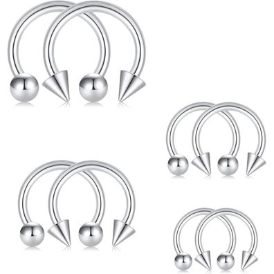 Rajnard Hufeisen Nasenring Piercing Set 16G Chirurgenstahl für Septum, Lippe