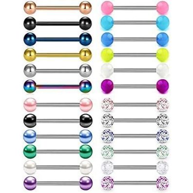 Rajnard Zungenpiercing Brustwarzenpiercing Mixfarben 14G Chirurgischer Stahl