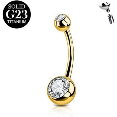 AceFun Bauchnabelpiercing aus Titan, 14G, 6mm-16mm Länge, mit Zirkonia, für