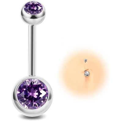 Eshioner G23 Titan Bauchnabelpiercing 14G, 10mm/12mm Stablänge - Gold, Silber