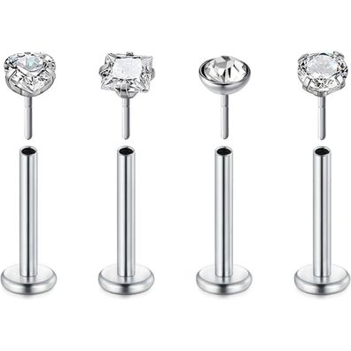 Rajnard 16G Lippenpiercing Labret Stecker aus Chirurgenstahl, 10mm Stablänge