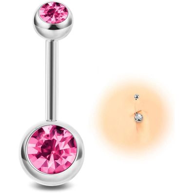 Eshioner G23 Titan Bauchnabelpiercing 14G, 8mm Stablänge - Gold, Silber, Rosa
