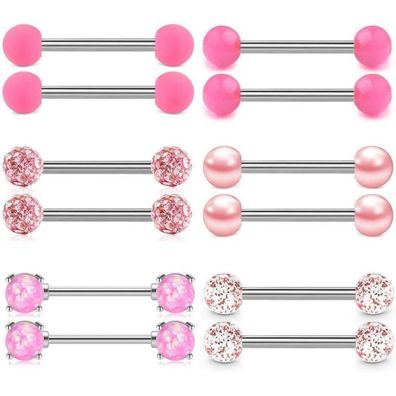 Rajnard Zungenpiercing Brustwarzenpiercing Mixfarben 14G Chirurgischer Stahl