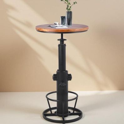 Bokkolik Vintage Bistrotisch höhenverstellbar 98-112,8 cm, Bartisch rund für