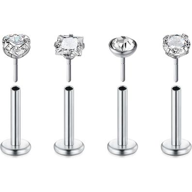 Rajnard 16G Lippenpiercing Labret Stecker Chirurgenstahl Push In Tragus Helix