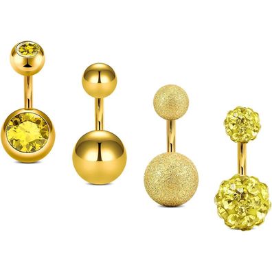 Rajnard Bauchnabelpiercing 14G Chirurgenstahl mit CZ Perle, 6mm Stablänge