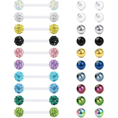 Rajnard Zungenpiercing Kunststoff Klar Bioflex 14g Flexibler Gerader Barbell