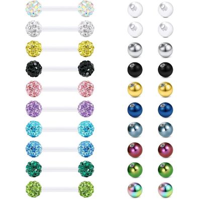 Rajnard Kunststoff Zungenpiercing Klar Bioflex 14g Flexibler Gerader Barbell
