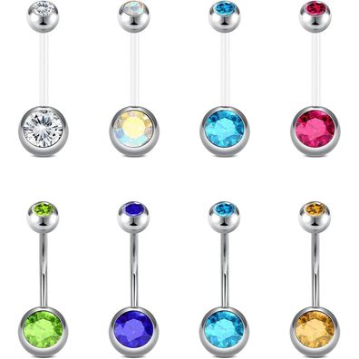 Rajnard Bauchnabelpiercing für Schwangerschaft, Chirurgenstahl & Acryl, 14G