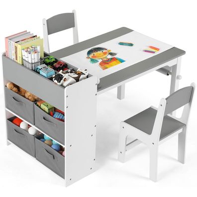 MAMIZO Kindertisch mit 2 Stühlen - Maltisch & Basteltisch für Kinderzimmer mit