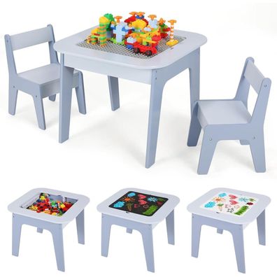 MAMIZO Kindertisch mit 2 Stühlen, Kindermöbel Set für Kinderzimmer mit