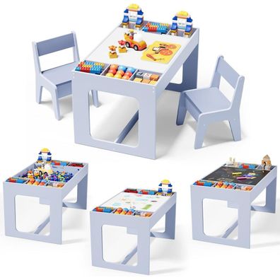 MAMIZO Kindersitzgruppe mit Stauraum, Kindertisch mit 2 Stühlen, wendbarer