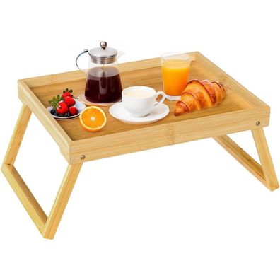 RRX Betttablett aus Bambus mit klappbaren Beinen - Perfekt für Frühstück