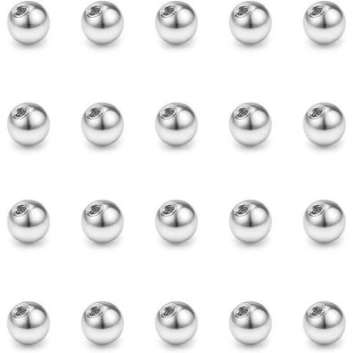 FECTAS 20er Piercing Ersatzkugel Set Chirurgenstahl Silber Schraubkugel für