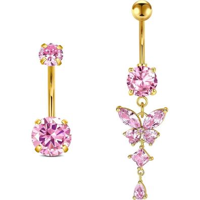 Rajnard Bauchnabelpiercing aus Chirurgenstahl mit Schmetterling, 6mm-14mm