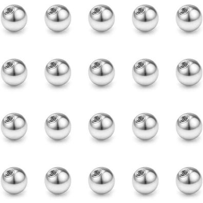 FECTAS 20er Piercing Ersatzkugel Set Chirurgenstahl Silber für Gewinde 1,2mm 1mm
