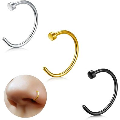 Eshioner G23 Titan Fake Nasenring Set 3 Stück 20G 6/8/10mm Hypoallergen für