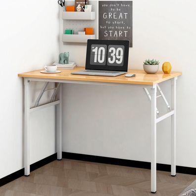 AuraCraft Klapptisch Schreibtisch Computertisch Holz Teak-Weiß 120x60CM