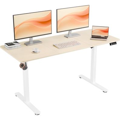 Ergomaker Elektrischer Höhenverstellbarer Schreibtisch 140x60cm Weiß Gestell