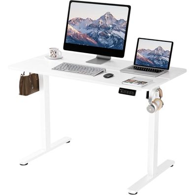 Ergomaker Elektrischer Höhenverstellbarer Schreibtisch 110x60cm Weiß (Gestell
