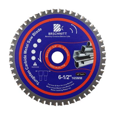 Brschnitt Metallkreissägeblatt 165mm 48T TCT für Stahl, Aluminium, Kupfer