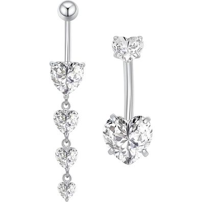 Gojewen 2er Bauchnabelpiercing 10mm Herz Anhänger 14G Chirurgenstahl Schmuck